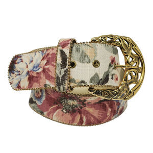Vintage Women Elite Floral Gold Tone Belt Size Medium 80s